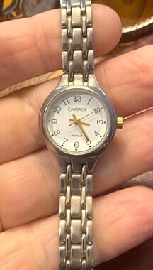 Women's 23mm Silver Tone Carriage Watch, Indiglo, WR 30M